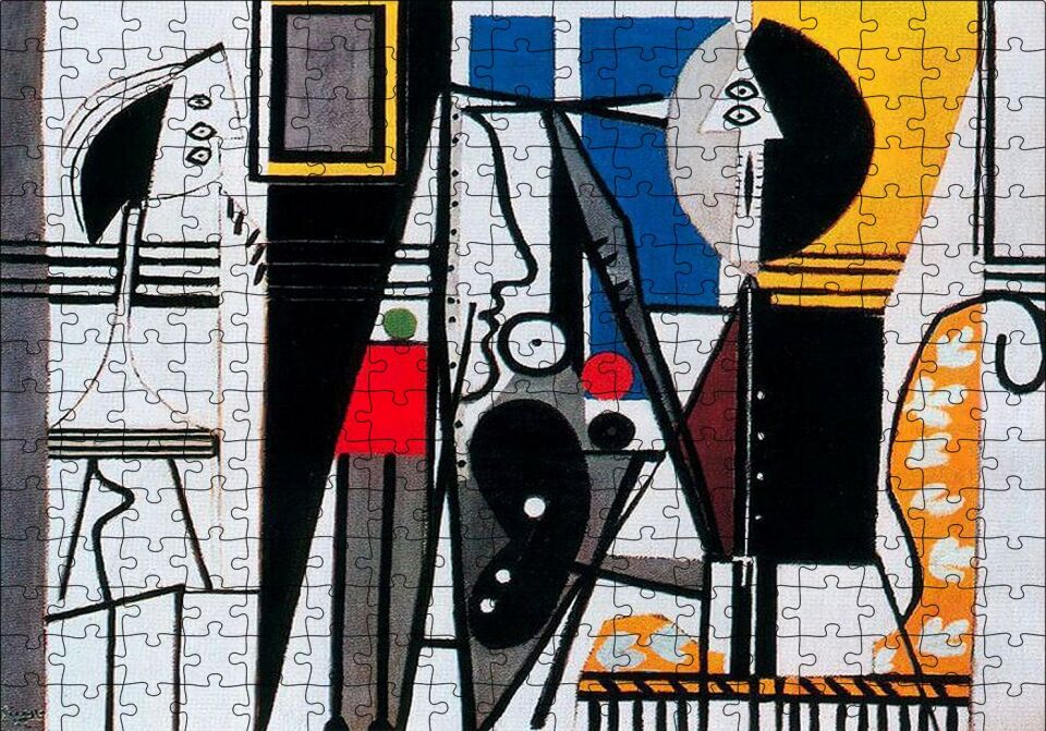 Painter and Model 1928 by Pablo Picasso Puzzle Yapboz MDF Ahşap 255 Parça 34 cm X 49 cm