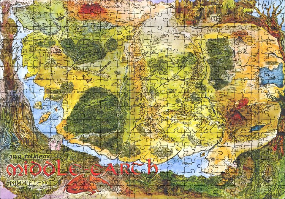 Orta Dünya Haritası Renkli Puzzle Yapboz MDF Ahşap 255 Parça 34 cm X 49 cm