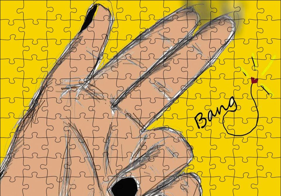 El İşareti Bang Puzzle Yapboz MDF Ahşap