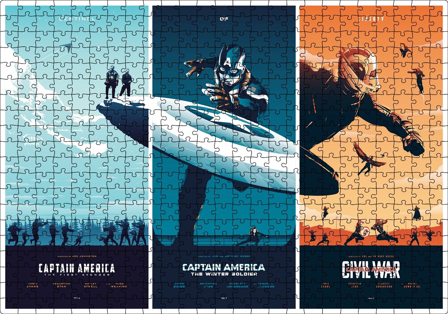 Kaptan Amerika Üçlemesi Afişler Puzzle Yapboz MDF Ahşap 500 Parça 49 cm X 68 cm
