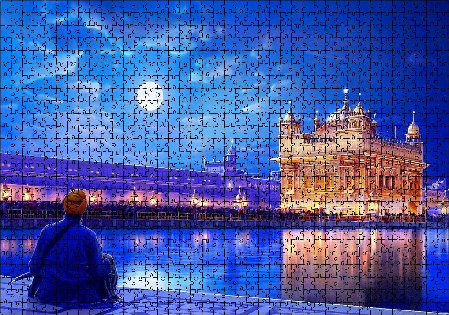 Dolunayda Hindistan'dan Bir Kare Puzzle Yapboz MDF Ahşap 1000 Parça 49 cm X 68 cm