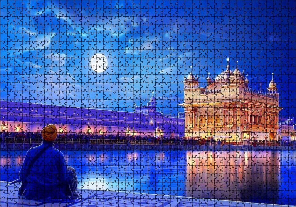 Dolunayda Hindistan'dan Bir Kare Puzzle Yapboz MDF Ahşap 1000 Parça 49 cm X 68 cm