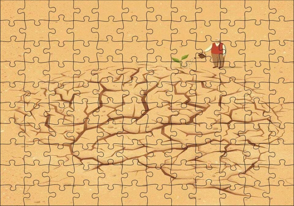 Beyne Bir Düşünce Ekmek ve Yeşertmek Puzzle Yapboz MDF Ahşap