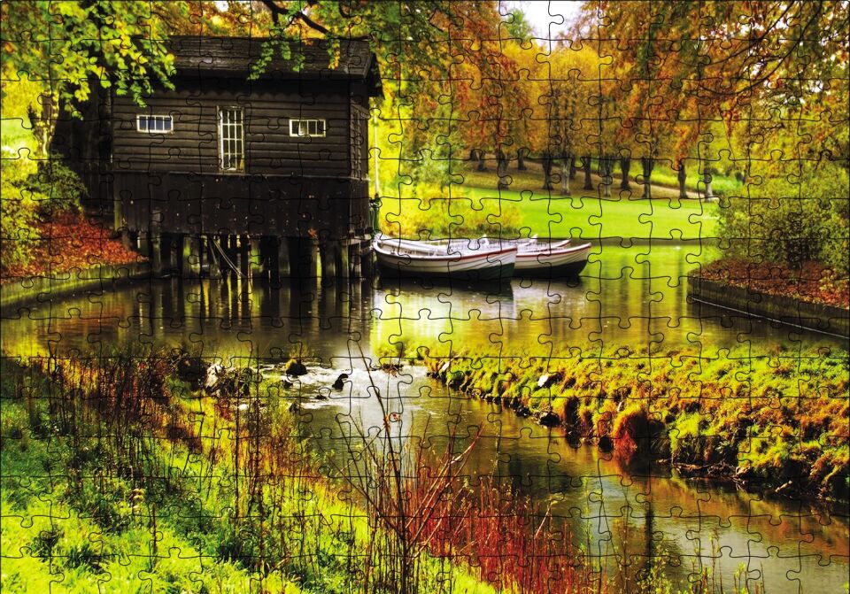 Göl Evi Kayık Puzzle Yapboz MDF Ahşap 255 Parça 34 cm X 49 cm