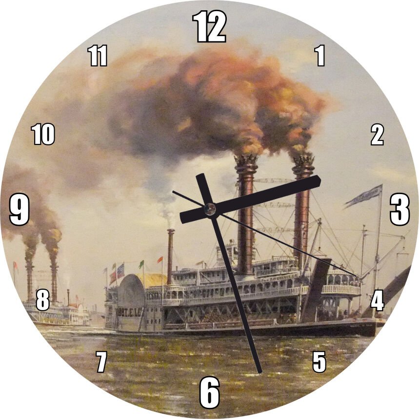 Antika Buharlı Vapurlar  Mdf Ahşap Duvar Saati