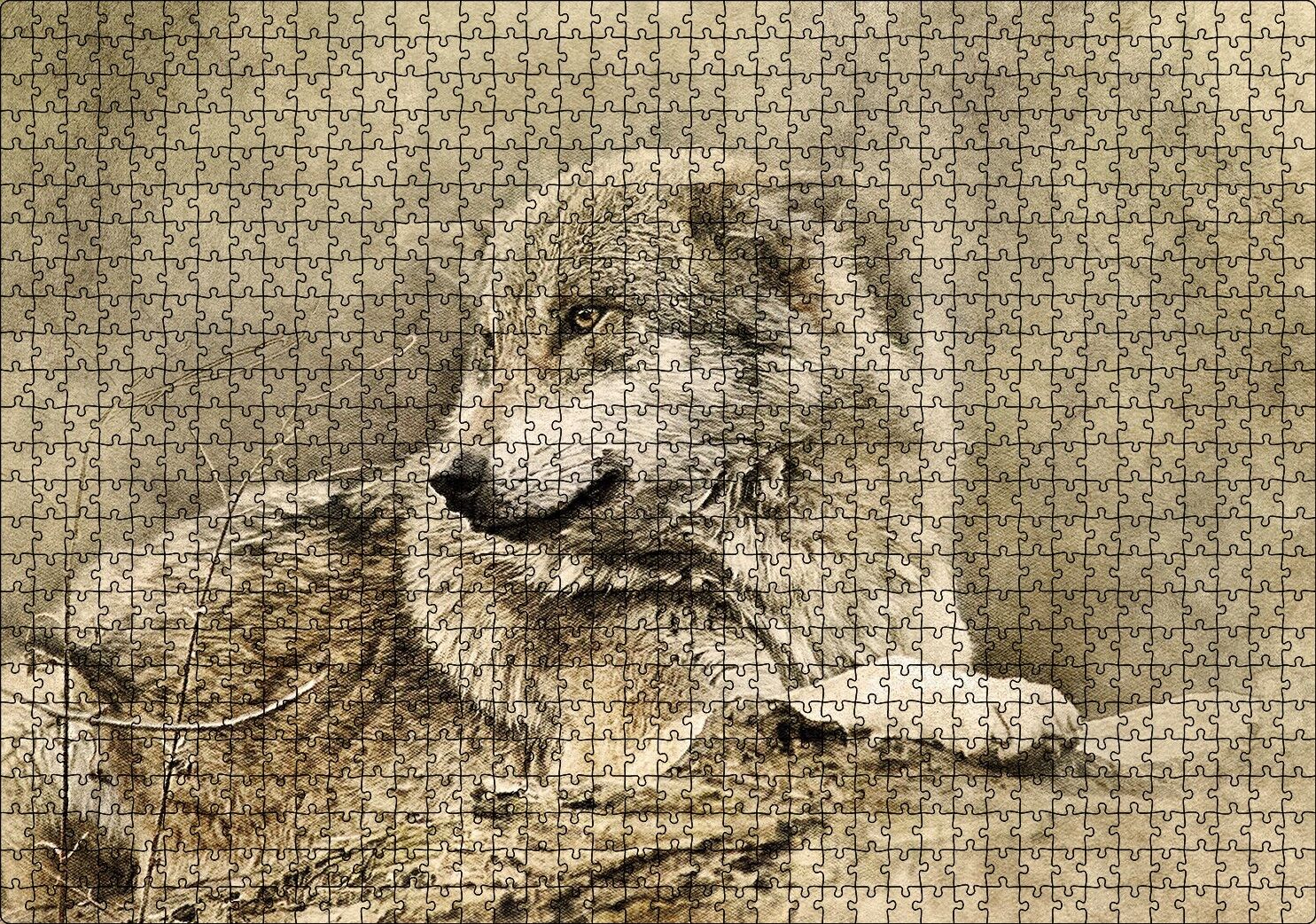 Kurt Eski Fotoğraf Puzzle Yapboz MDF Ahşap 1000 Parça 49 cm X 68 cm