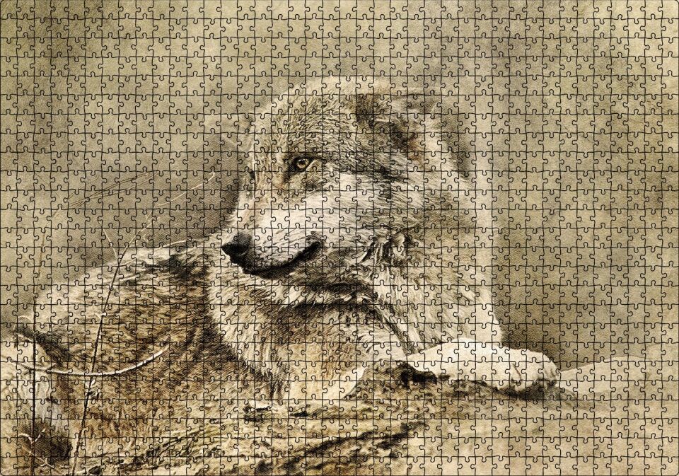 Kurt Eski Fotoğraf Puzzle Yapboz MDF Ahşap 1000 Parça 49 cm X 68 cm