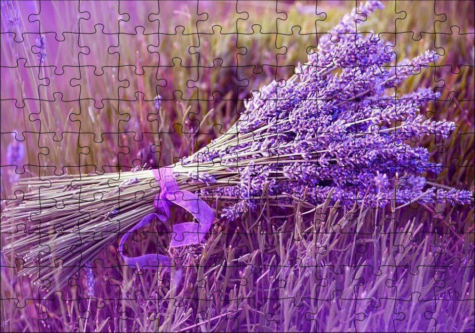Bir Demet Lavanta Puzzle Yapboz MDF Ahşap