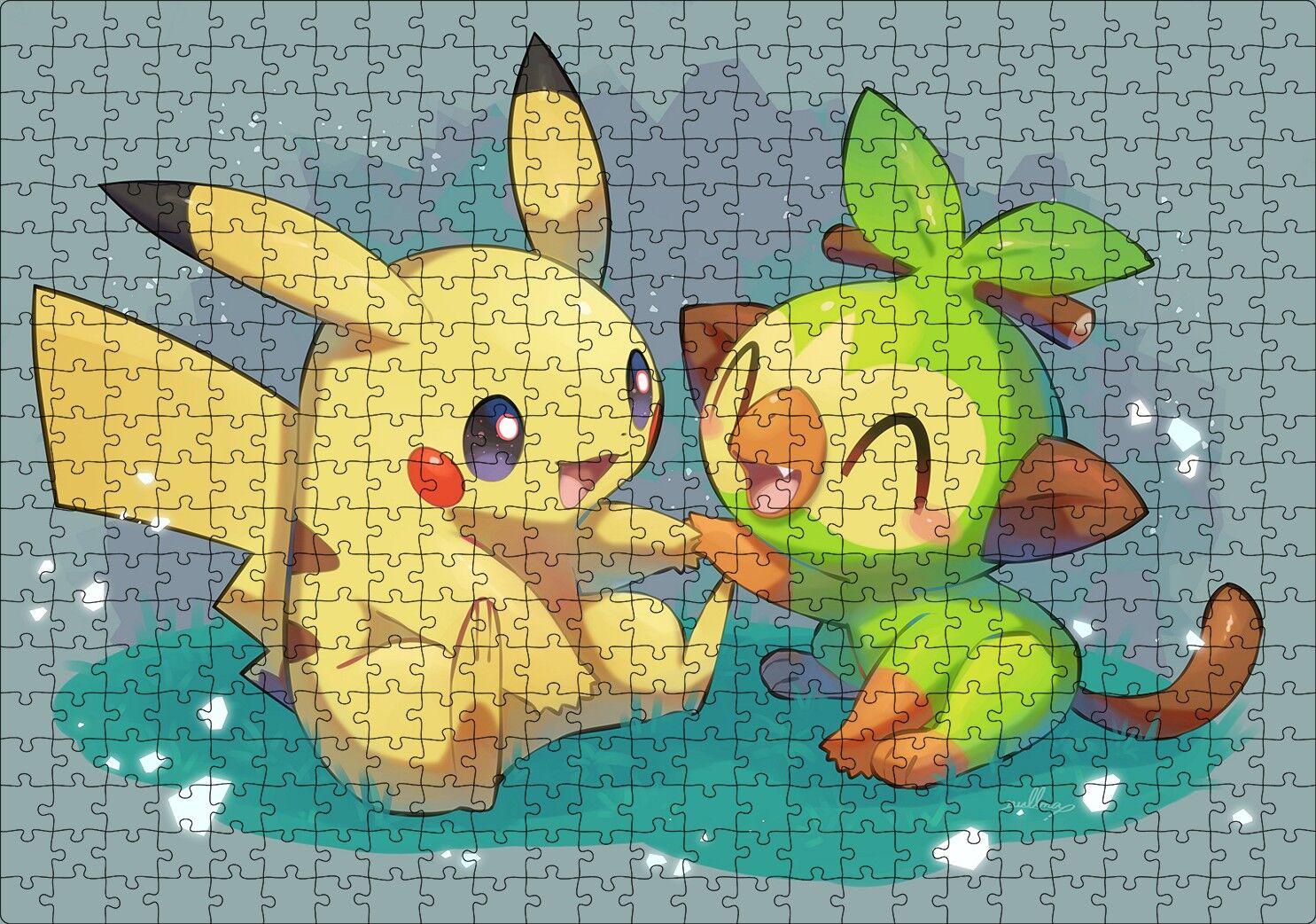 Pikaçu ve Sevimli Arkadaşı Puzzle Yapboz MDF Ahşap 500 Parça 49 cm X 68 cm