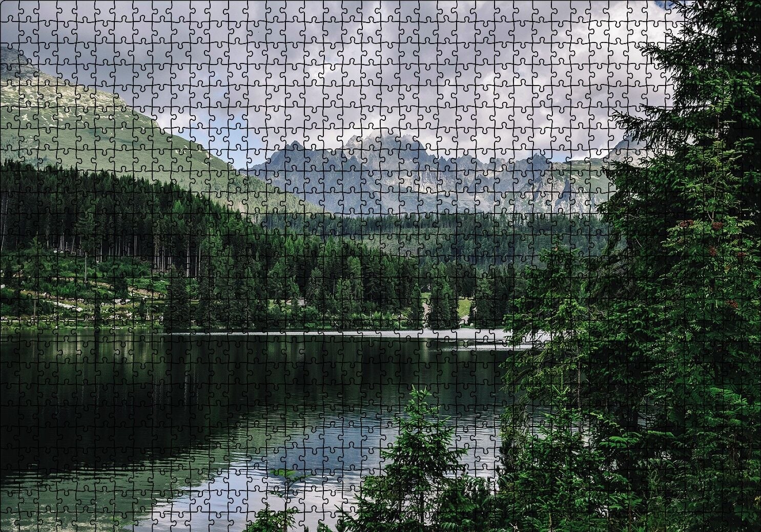 Göl Orman Dağ Puzzle Yapboz MDF Ahşap 1000 Parça 49 cm X 68 cm