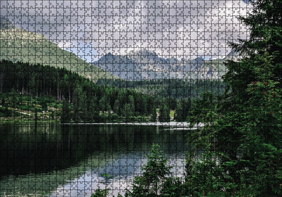 Göl Orman Dağ Puzzle Yapboz MDF Ahşap 1000 Parça 49 cm X 68 cm