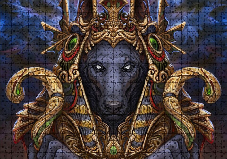 Kurt Firavun Dijital Çizim Puzzle Yapboz MDF Ahşap 1000 Parça 49 cm X 68 cm