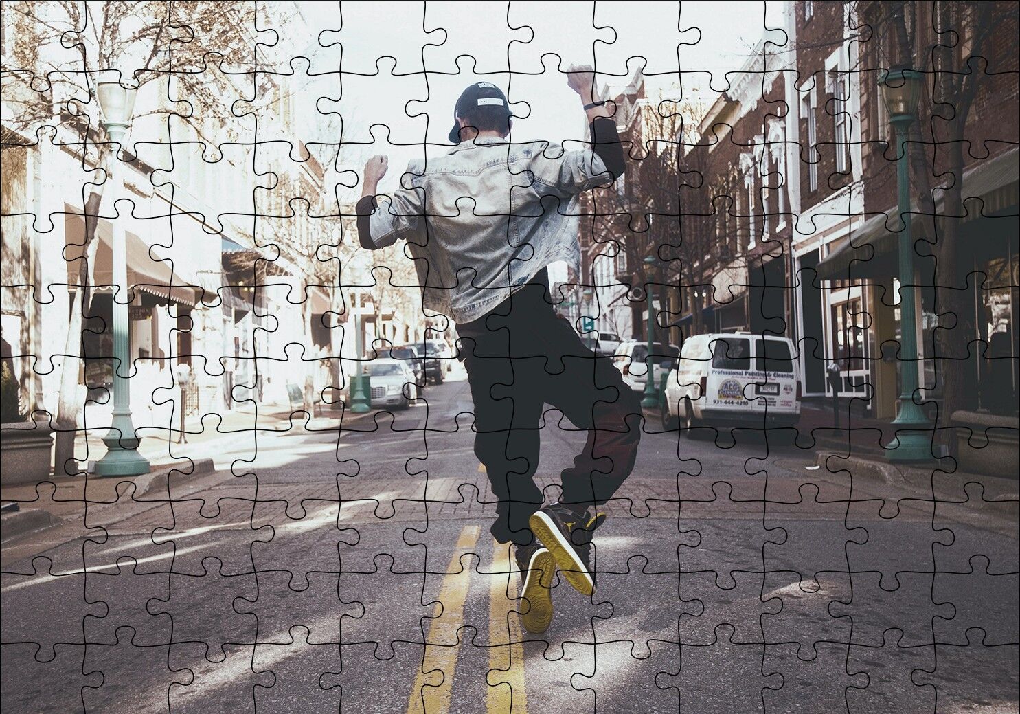 Boş Caddede HipHop Genç Puzzle Yapboz MDF Ahşap