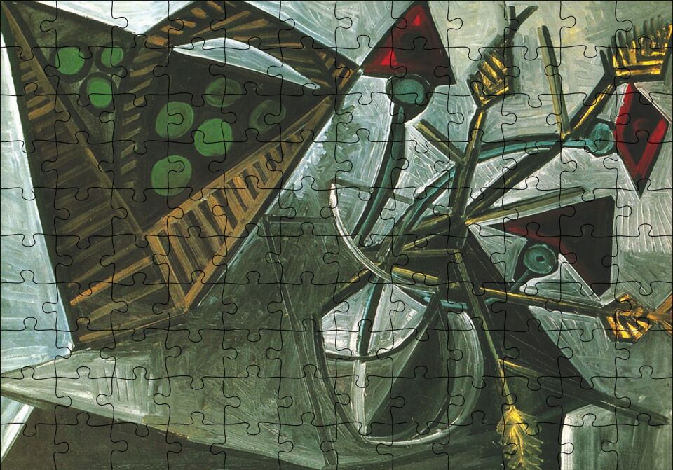 Still Life Bascket of Fruit1942 by Pablo Picasso Puzzle Yapboz MDF Ahşap 120 Parça 24 cm X 34 cm