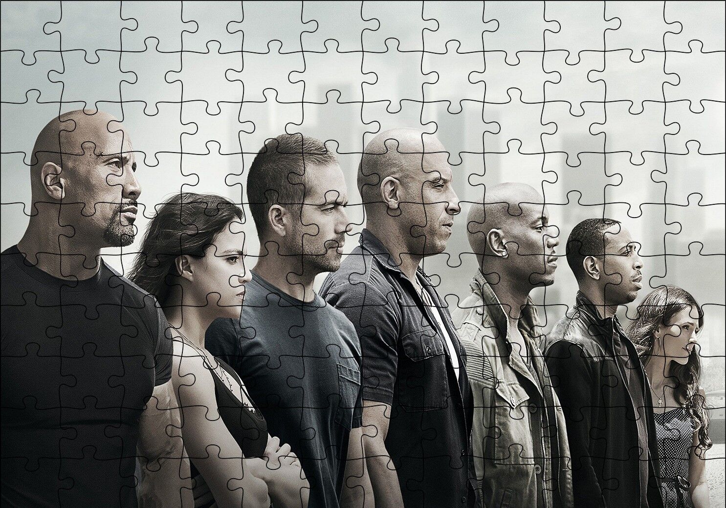 Hızlı ve Öfkeli Full Cast Afiş Puzzle Yapboz MDF Ahşap 120 Parça 24 cm X 34 cm