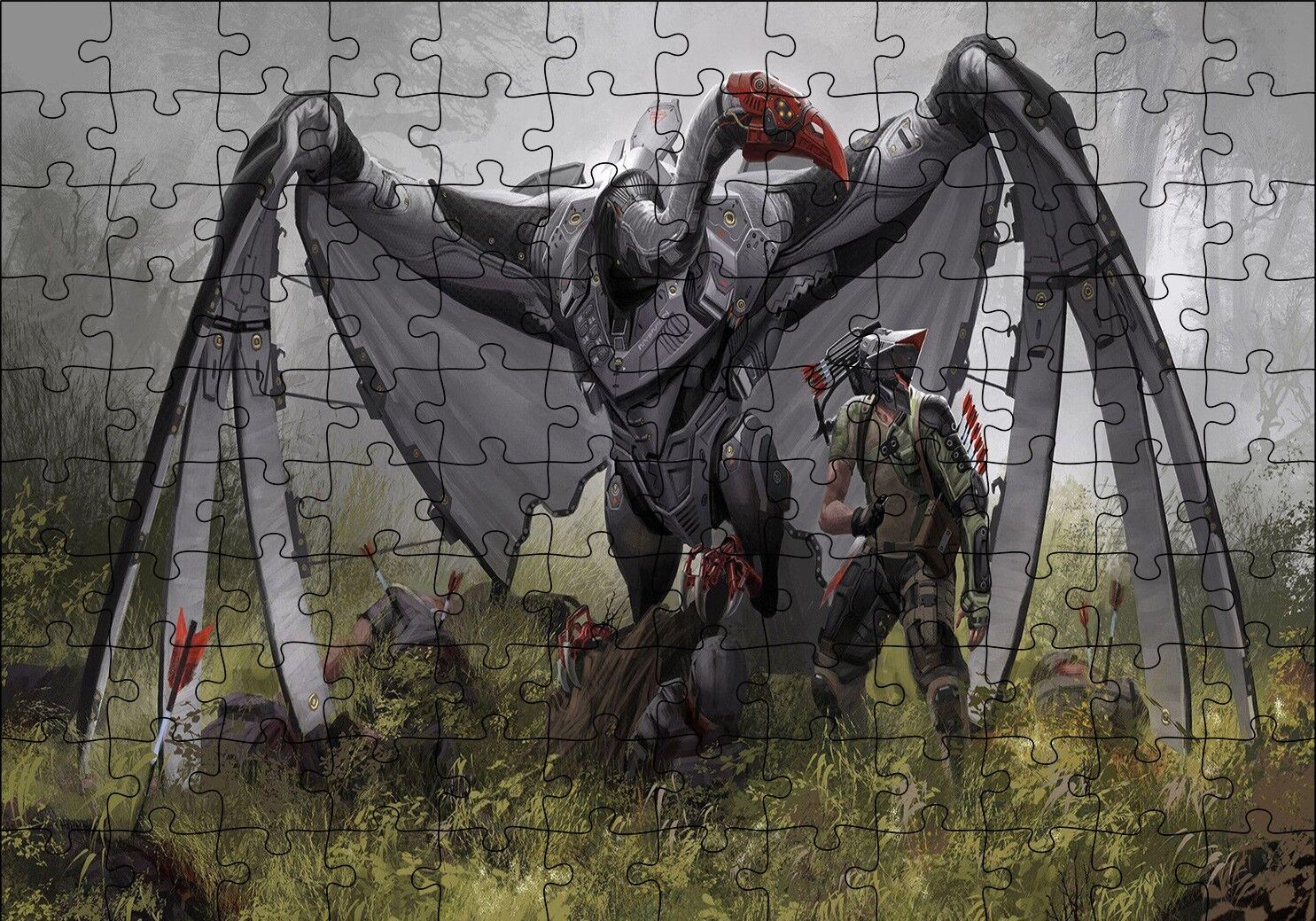 Dev Mekanik Akbaba ve Savaşçı Puzzle Yapboz MDF Ahşap 120 Parça 24 cm X 34 cm