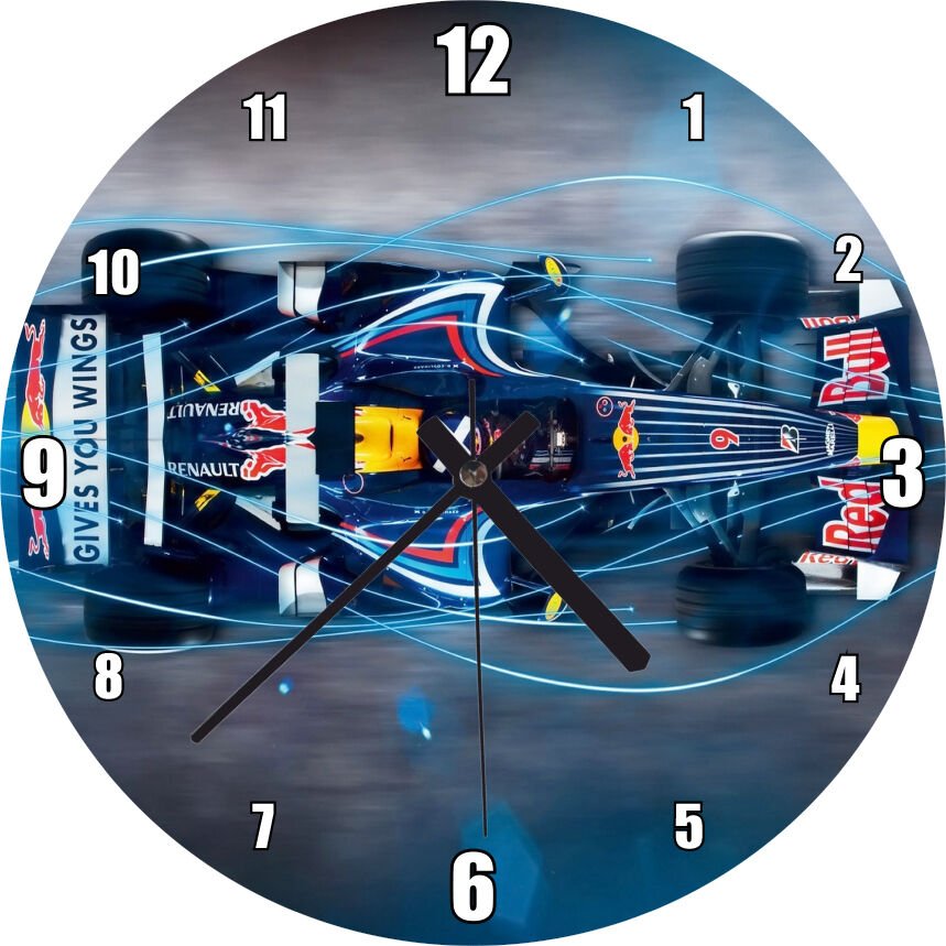 Formula 1 Redbull Team Mdf Ahşap Duvar Saati 30 cm Çap