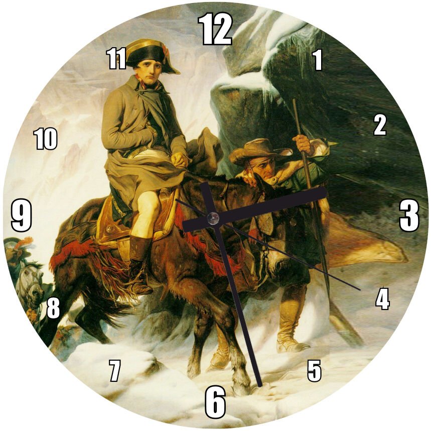 Napoleon Bonaparte Askerleri İle Kayalıklarda Mdf Ahşap Duvar Saati 50 cm Çap