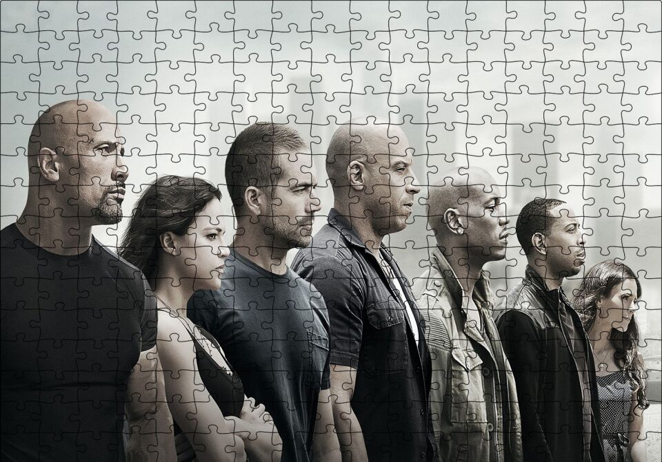 Hızlı ve Öfkeli Full Cast Afiş Puzzle Yapboz MDF Ahşap 255 Parça 34 cm X 49 cm