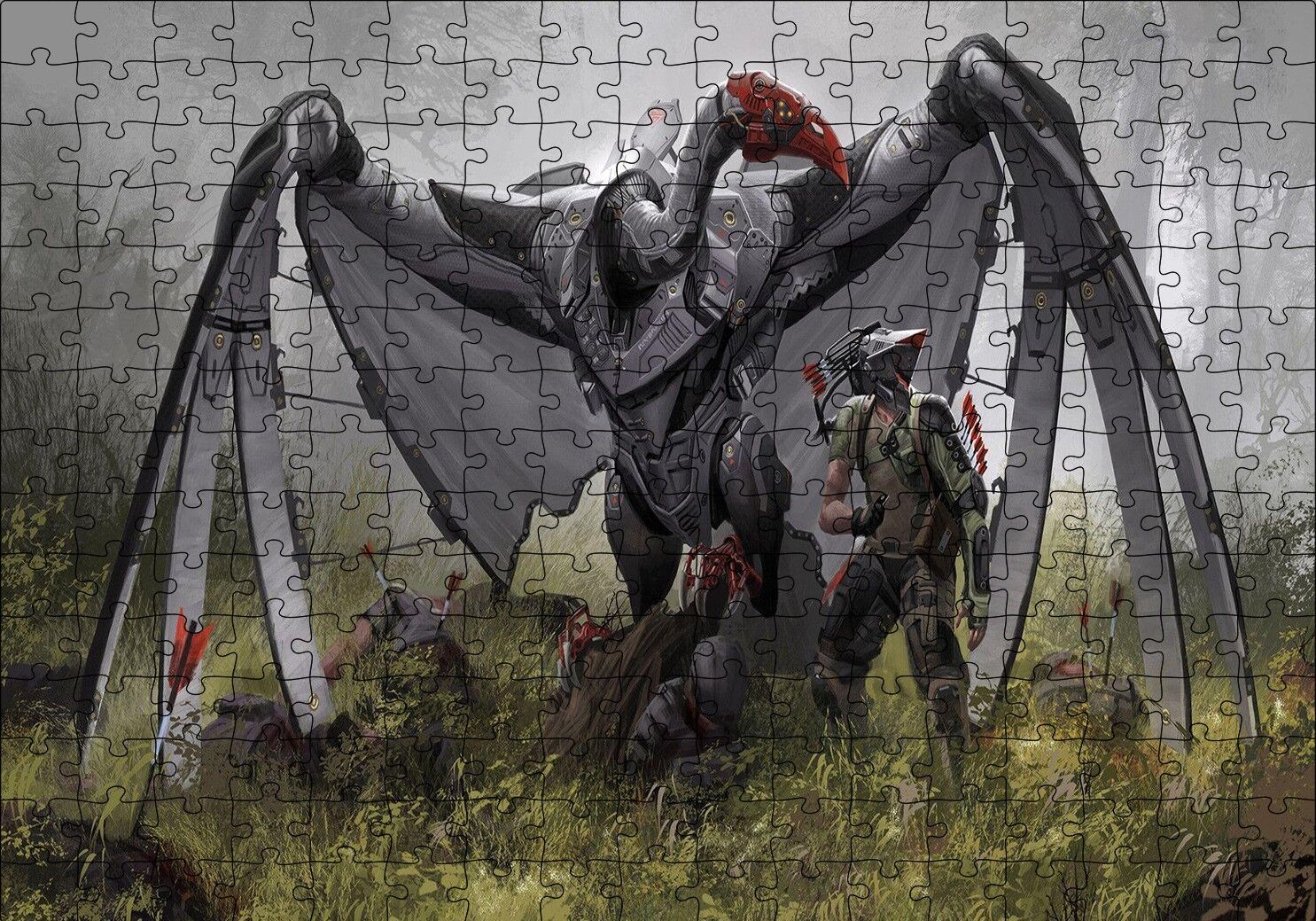 Dev Mekanik Akbaba ve Savaşçı Puzzle Yapboz MDF Ahşap 255 Parça 34 cm X 49 cm