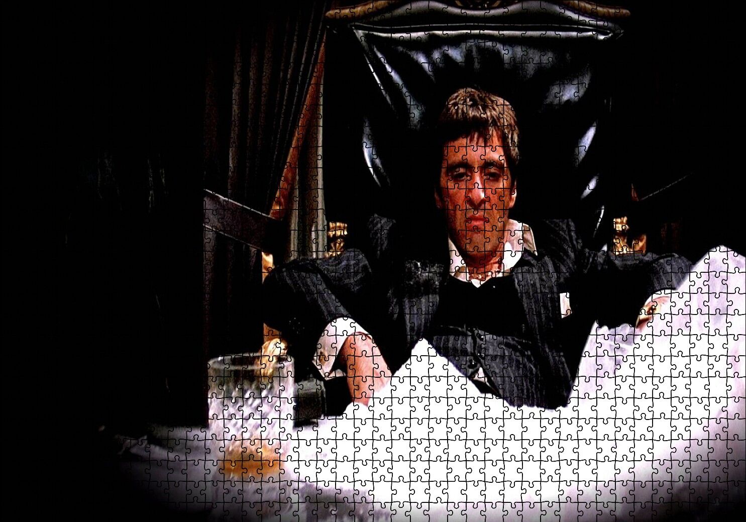 Yaralı Yüz Tony Montana Puzzle Yapboz MDF Ahşap 1000 Parça 49 cm X 68 cm