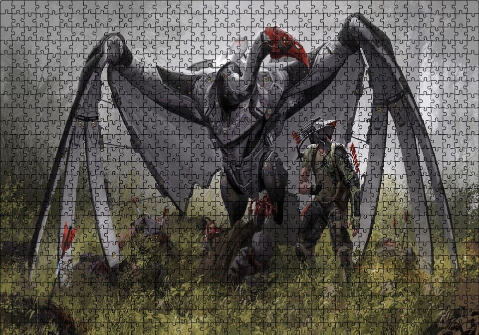 Dev Mekanik Akbaba ve Savaşçı Puzzle Yapboz MDF Ahşap 1000 Parça 49 cm X 68 cm