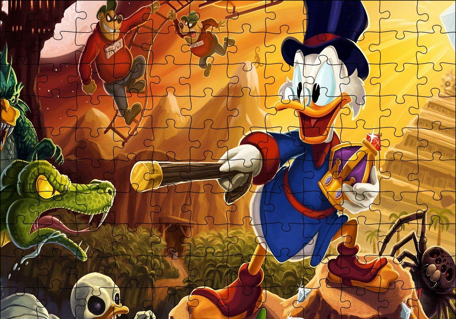 Donald Duck Kötülere Karşı Puzzle Yapboz MDF Ahşap 120 Parça 24 cm X 34 cm