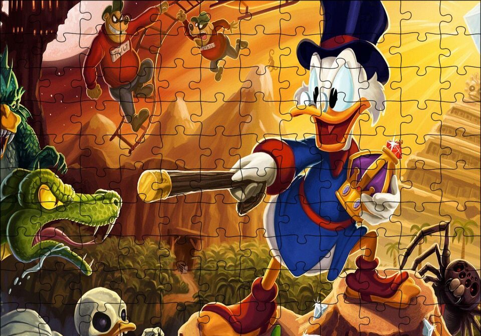 Donald Duck Kötülere Karşı Puzzle Yapboz MDF Ahşap 120 Parça 24 cm X 34 cm