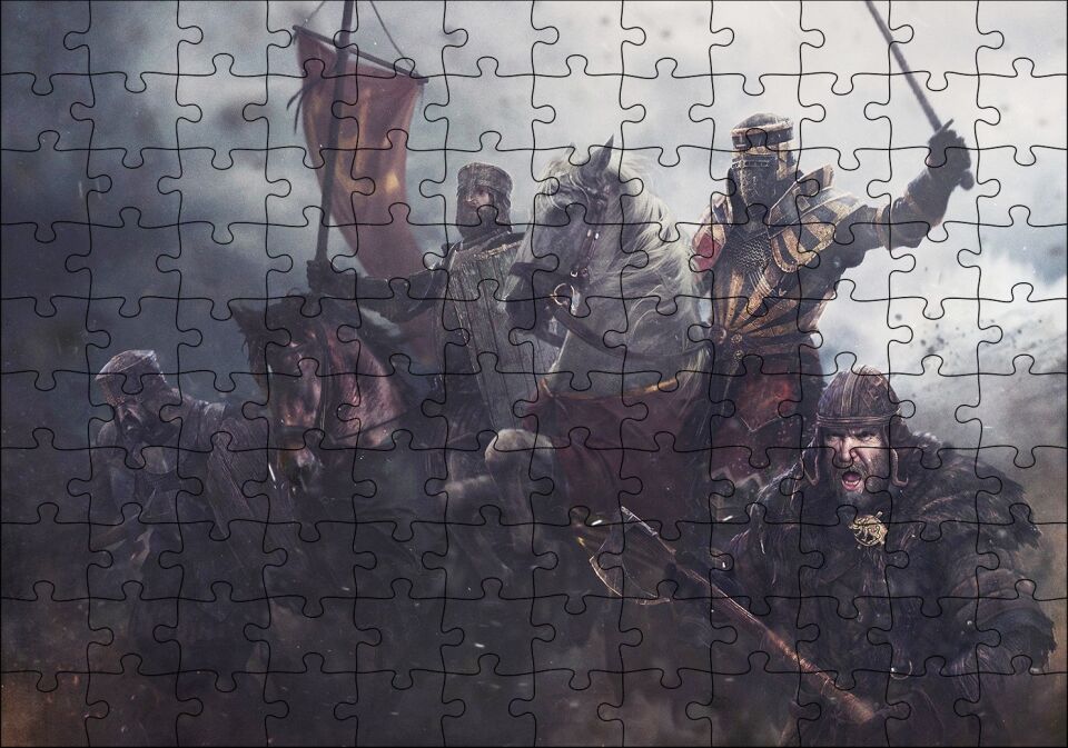 Hayat Feodaldir At Zırh Savaş Görseli Puzzle Yapboz MDF Ahşap 120 Parça 24 cm X 34 cm