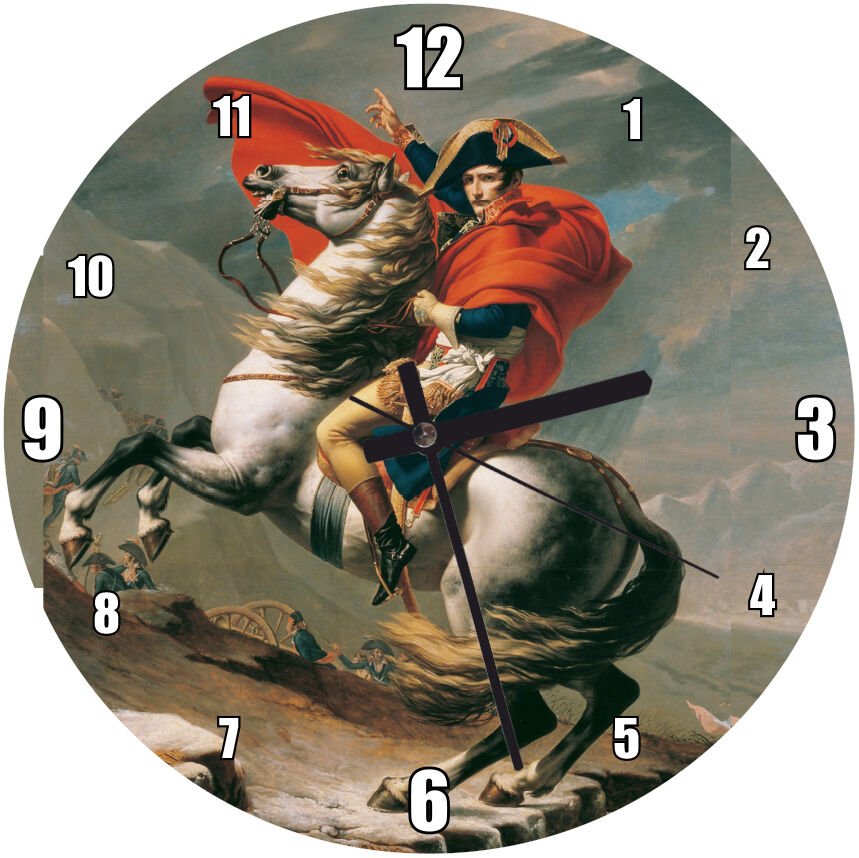 Napoleon Bonaparte Savaş Meydanında Mdf Ahşap Duvar Saati 50 cm Çap