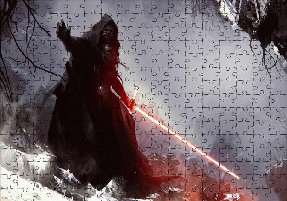 Yıldız Savaşları Darth Vader ve Işın Kılıcı Puzzle Yapboz MDF Ahşap 255 Parça 34 cm X 49 cm