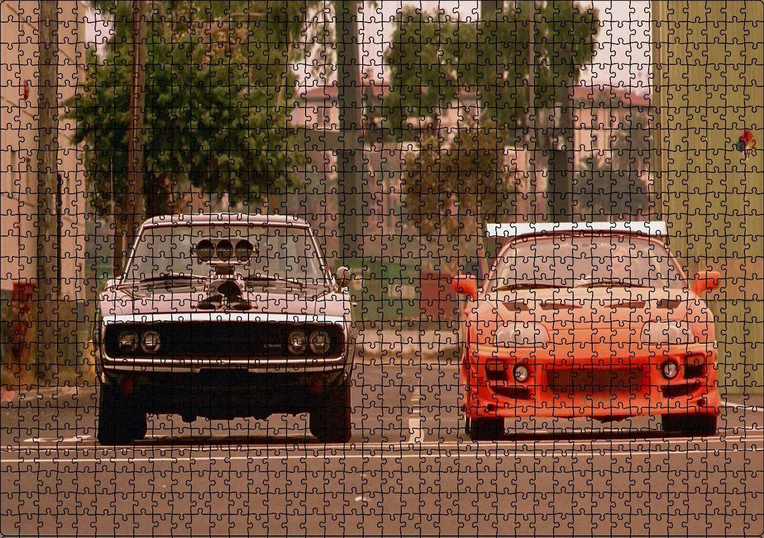 Hızlı Öfkeli Kırmızı Siyah Otomobil Puzzle Yapboz MDF Ahşap 1000 Parça 49 cm X 68 cm