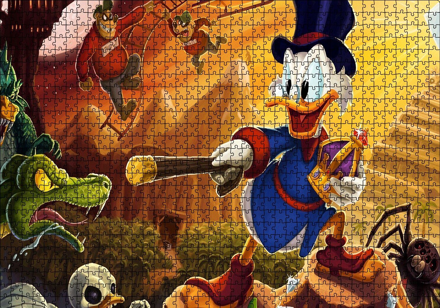 Donald Duck Kötülere Karşı Puzzle Yapboz MDF Ahşap 1000 Parça 49 cm X 68 cm