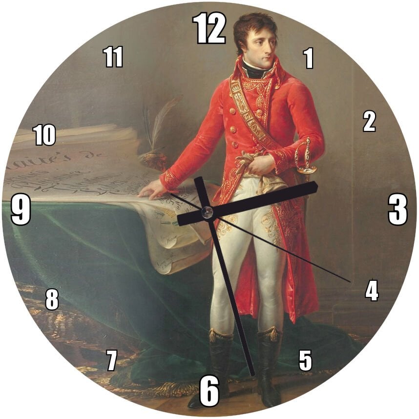 Napoleon Bonaparte Savaş Planları Kağıtları Mdf Ahşap Duvar Saati 50 cm Çap