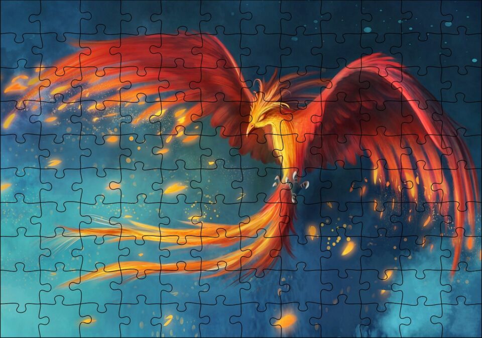 Kırmızı Anka Kuşu Puzzle Yapboz MDF Ahşap 120 Parça 24 cm X 34 cm