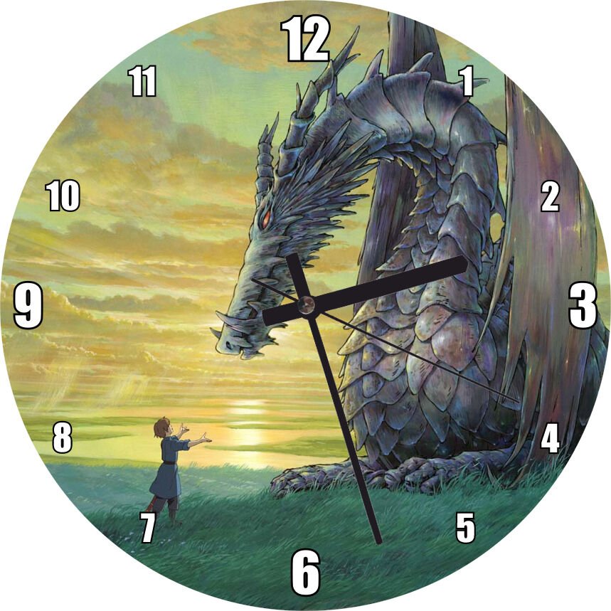 Ejderha Çocuk ve Günbatımında Bulutlu Gökler  Mdf Ahşap Duvar Saati