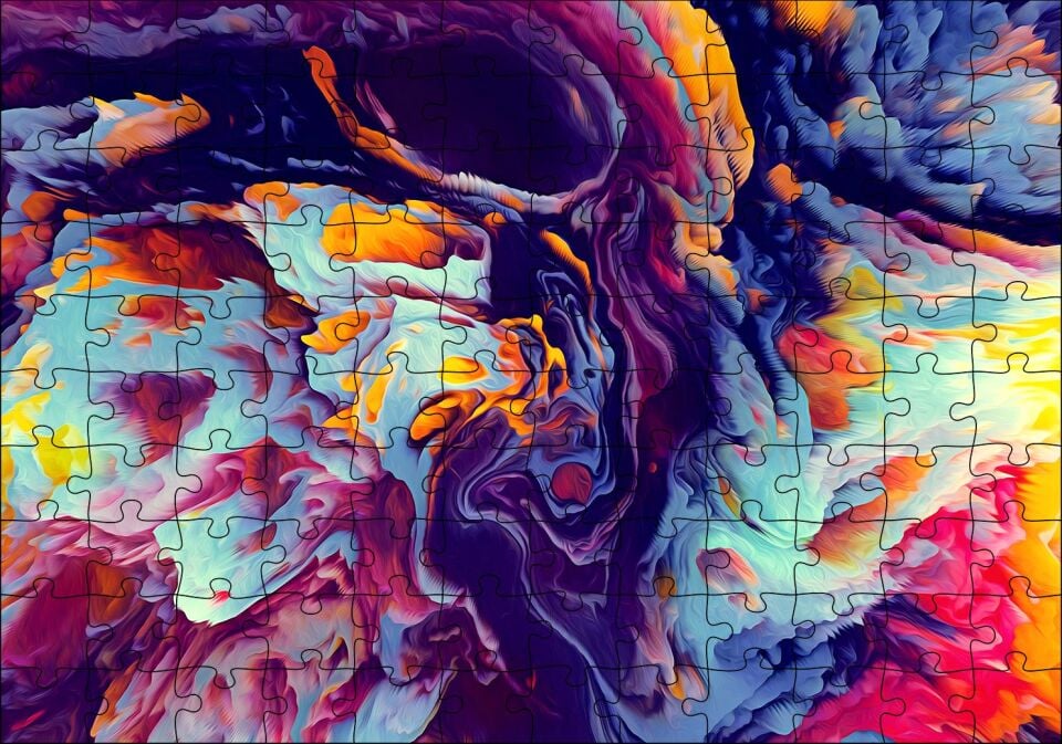 Çiçek Deseni Kamp Ateşi Görseli Puzzle Yapboz MDF Ahşap