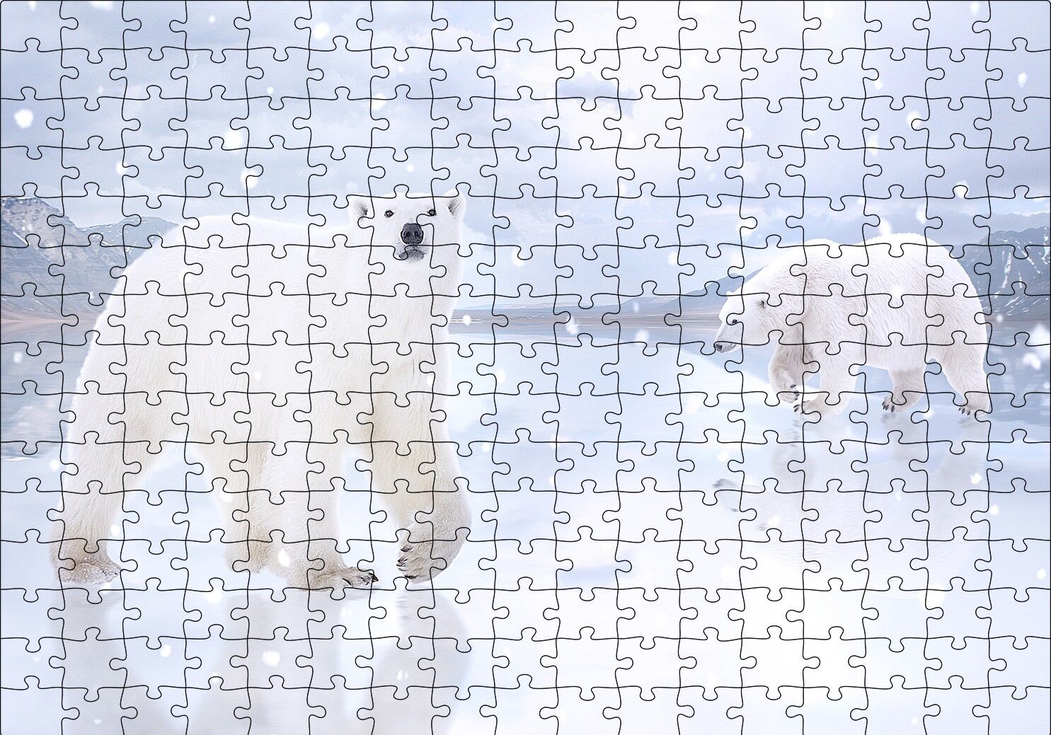 Kutup Ayıları Karlar ve Buz Kütleleri Puzzle Yapboz MDF Ahşap 255 Parça 34 cm X 49 cm