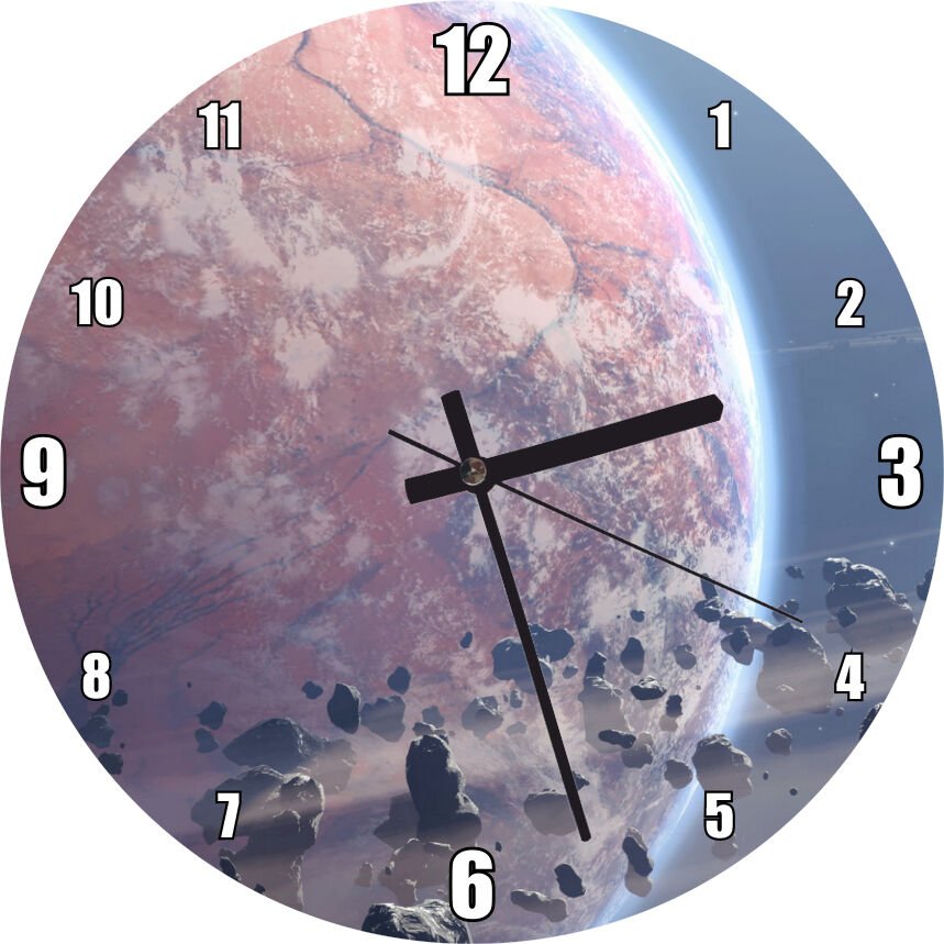 Gezegen ve Etrafındaki Asteroid Kuşağı  Mdf Ahşap Duvar Saati