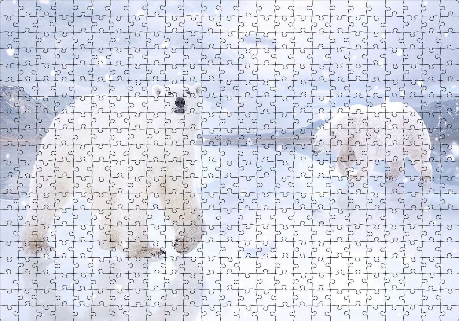 Kutup Ayıları Karlar ve Buz Kütleleri Puzzle Yapboz MDF Ahşap 500 Parça 49 cm X 68 cm