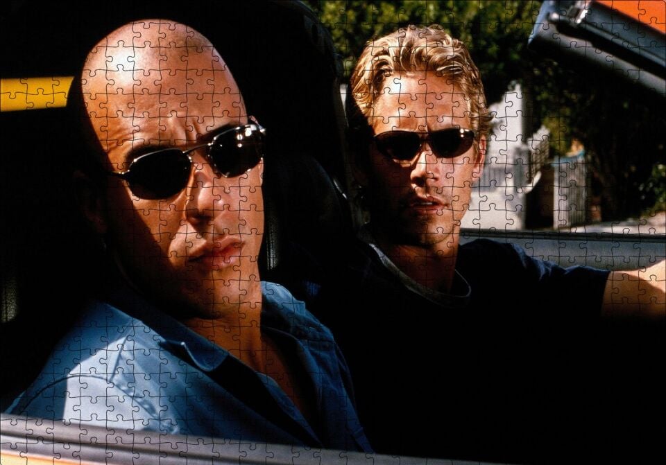 Fast and Furious Walker ve Diesel Yarışıyor Puzzle Yapboz MDF Ahşap 500 Parça 49 cm X 68 cm