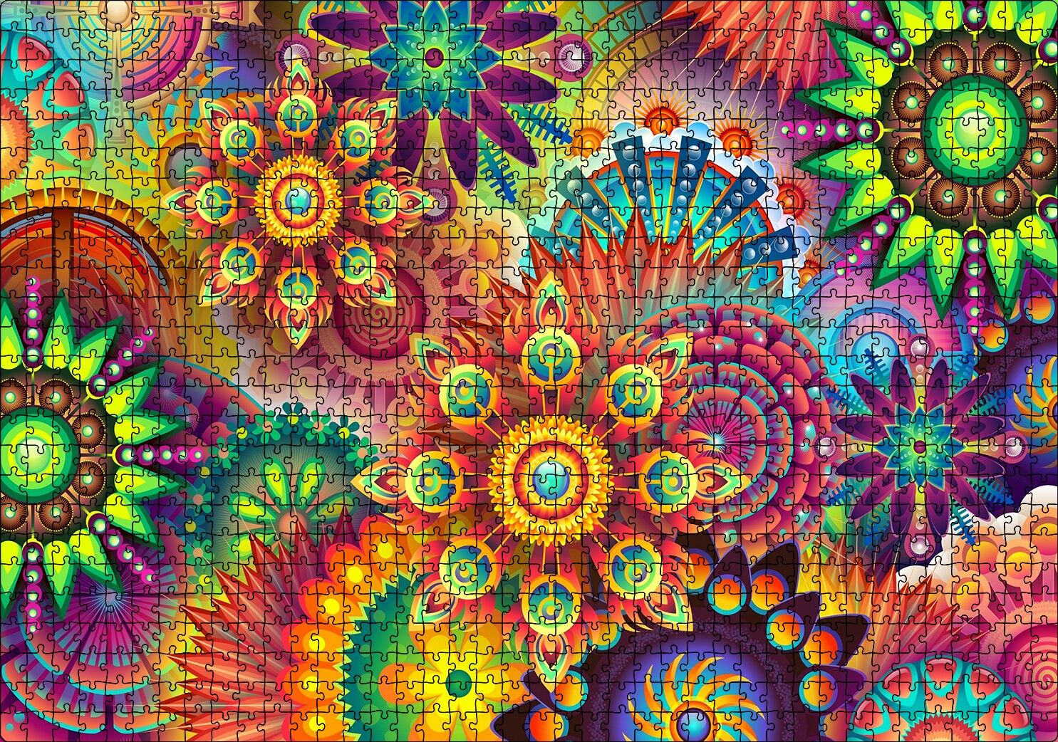 Sanrılar Dünyasında Şekiller Puzzle Yapboz MDF Ahşap 1000 Parça 49 cm X 68 cm