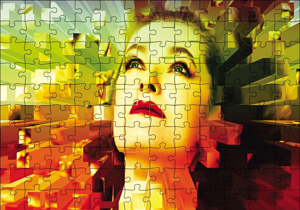 Fantazi Portre Kadın Puzzle Yapboz MDF Ahşap