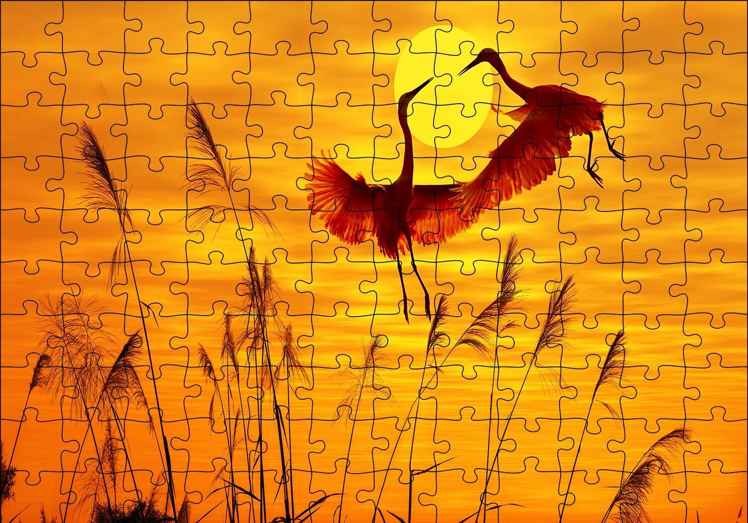 Günbatımında Balıkçılların Dansı Puzzle Yapboz MDF Ahşap