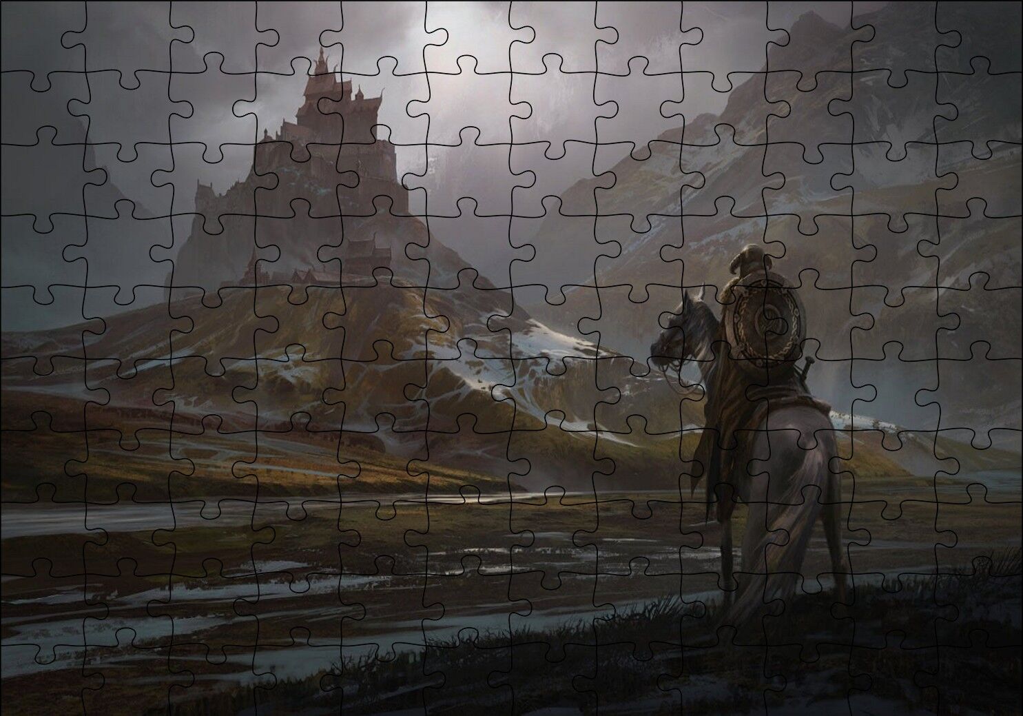 Yorgun Savaşçının Kaleye Dönüşü Puzzle Yapboz MDF Ahşap 120 Parça 24 cm X 34 cm