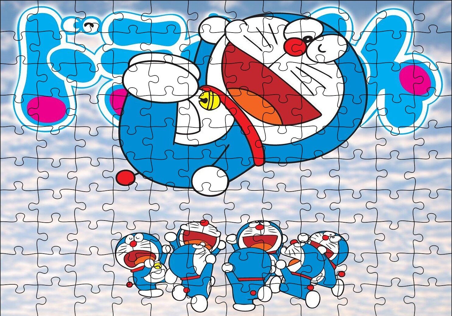 Doraemon Karakterleri Puzzle Yapboz MDF Ahşap 120 Parça 24 cm X 34 cm
