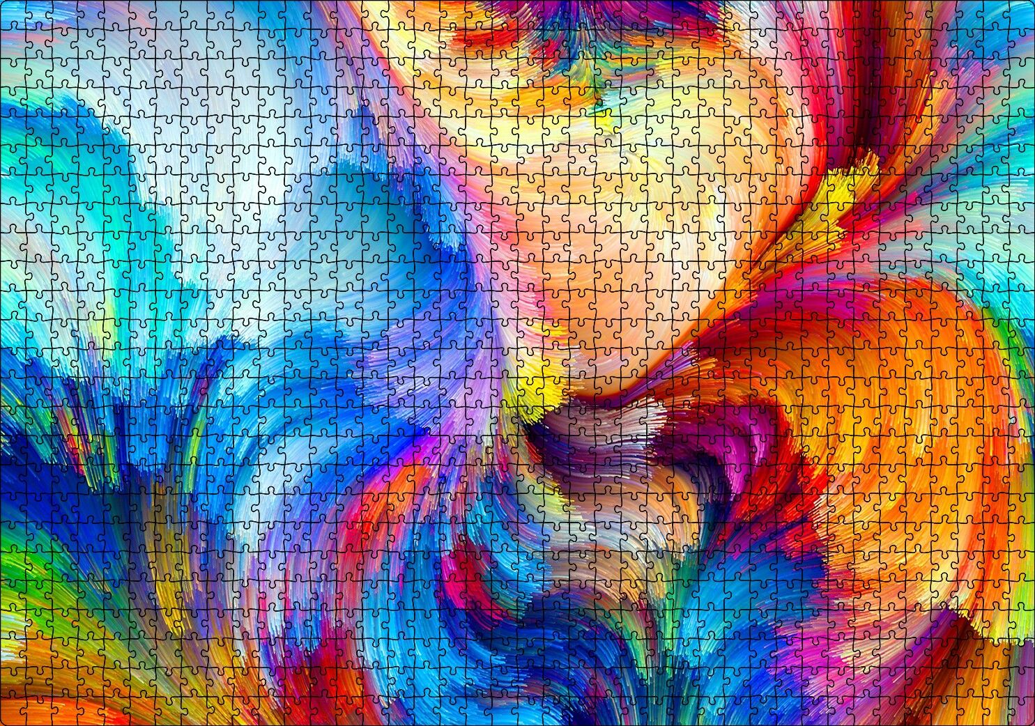 Rengarenk Çiçekler Üzerinde Rengarenk Kelebekler Puzzle Yapboz MDF Ahşap 1000 Parça 49 cm X 68 cm