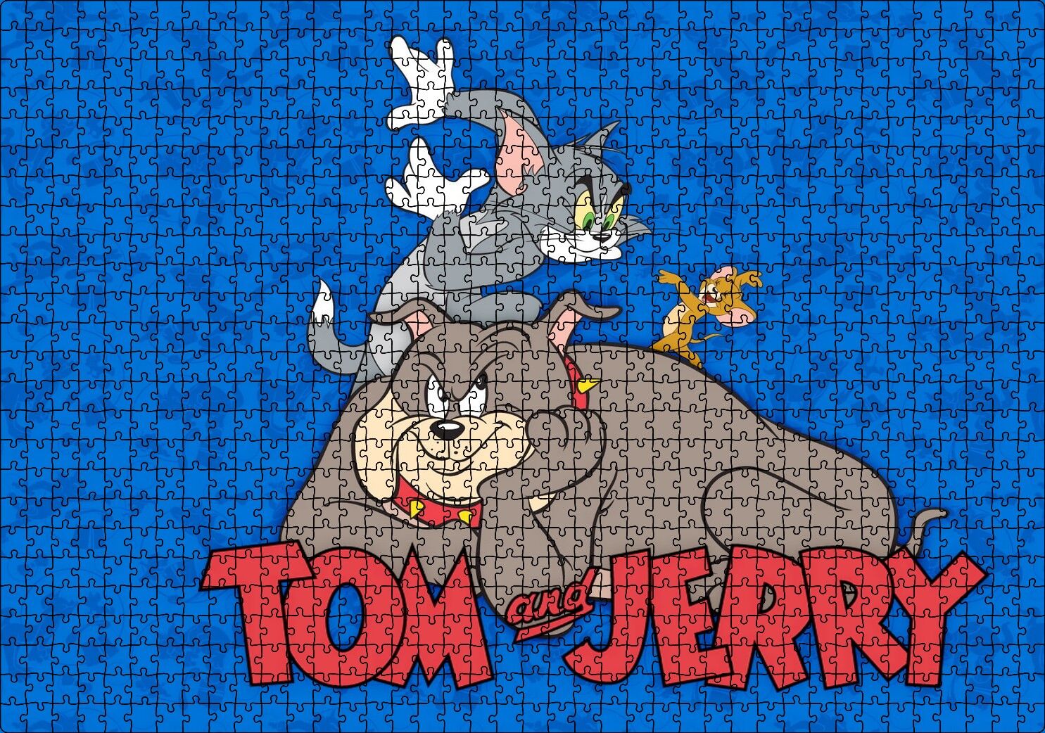 Tom Jerry ve Spike, Tom ve Jerry Logosu Puzzle Yapboz MDF Ahşap 1000 Parça 49 cm X 68 cm