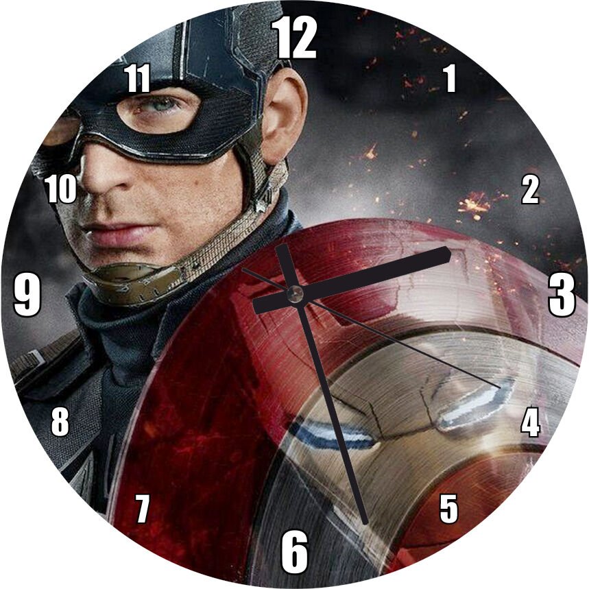 Kaptan Amerika İç Savaş Görseli   Mdf Ahşap Duvar Saati