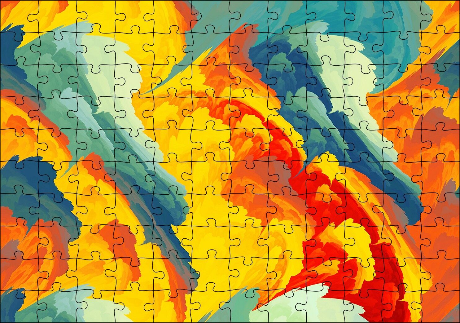 Renkli Fırça Darbeleri Kompozisyon Puzzle Yapboz MDF Ahşap 120 Parça 24 cm X 34 cm